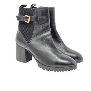 Blondo Womens Tamera‎ Waterproof Leather Block Heel Ankle Boots Black 7.5M-$170